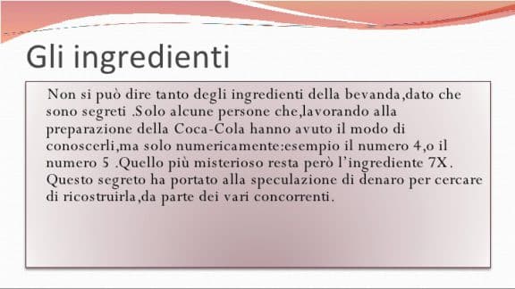 Ingredienti Coca Cola