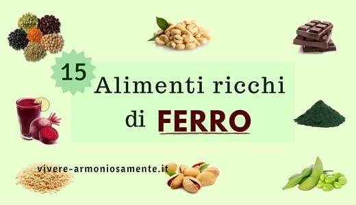 alimenti ricchi di ferro